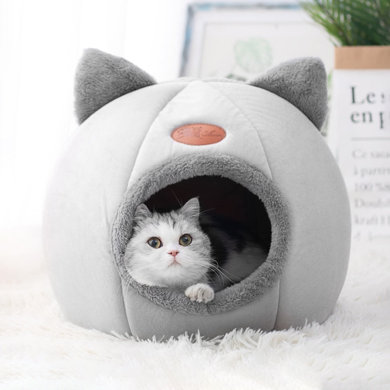 Cute Kitty Calming Cat Cave with Removable Cat Bed Cushion - Buy Cat Beds Online Now at Estilo Living