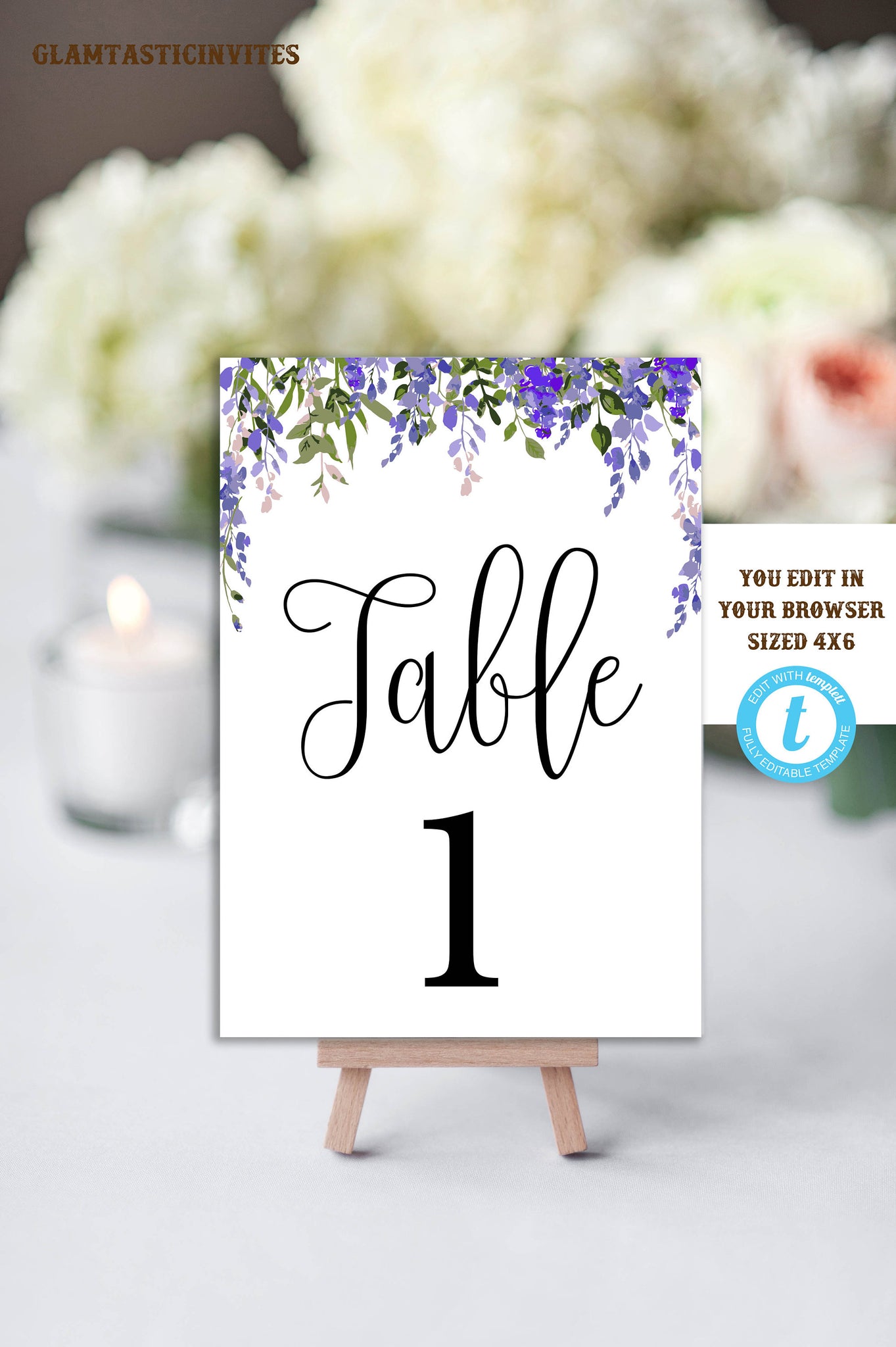 Purple Table Numbers Wedding