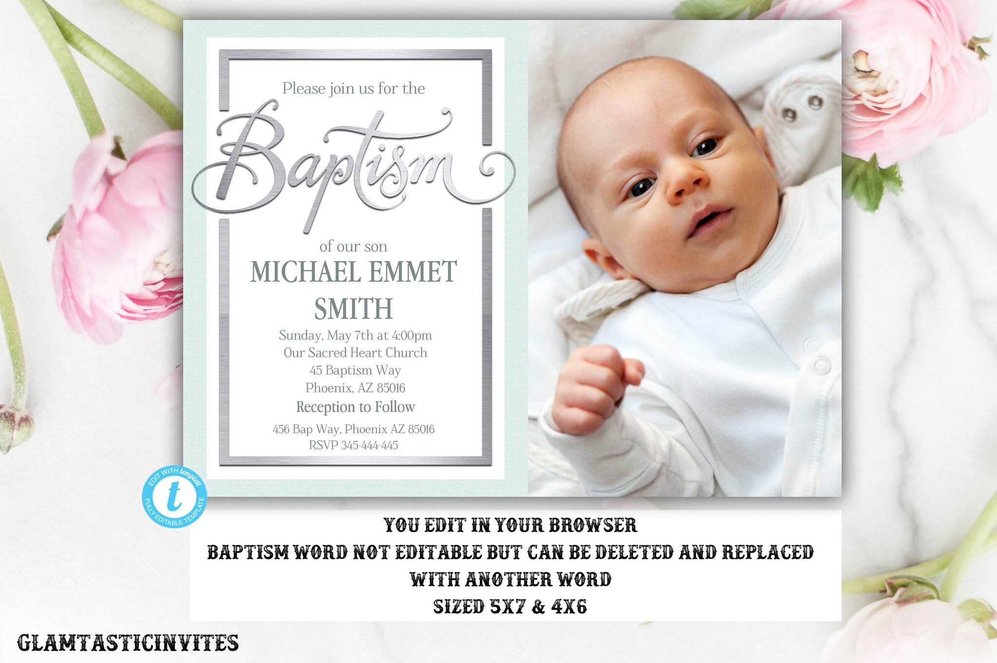 Printable Baptism Invitations Templates