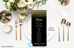 Wedding Menu Card Template Black And Gold Menu Template Rack