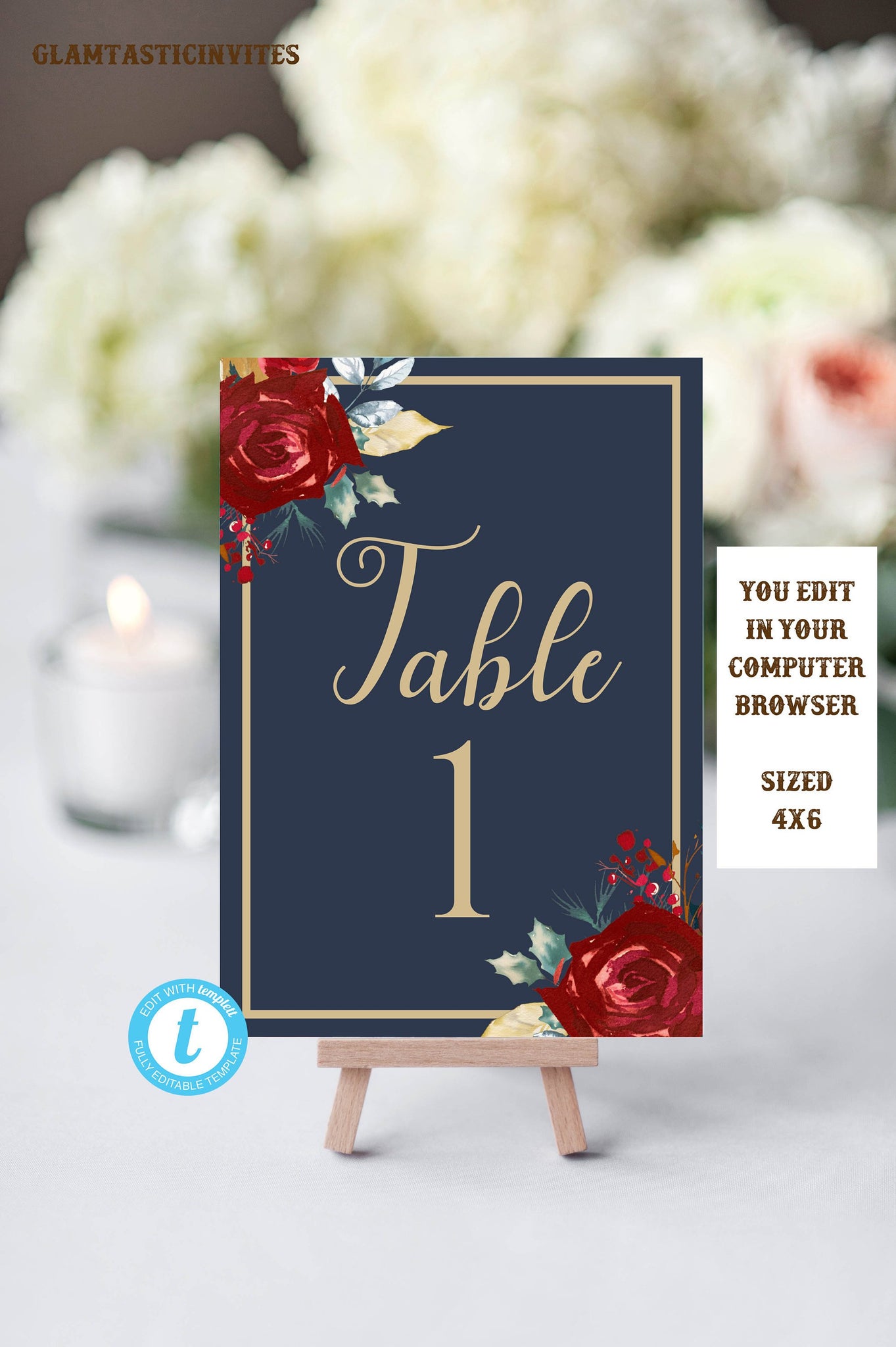 Table Numbers Wedding Table Number Editable Template Table