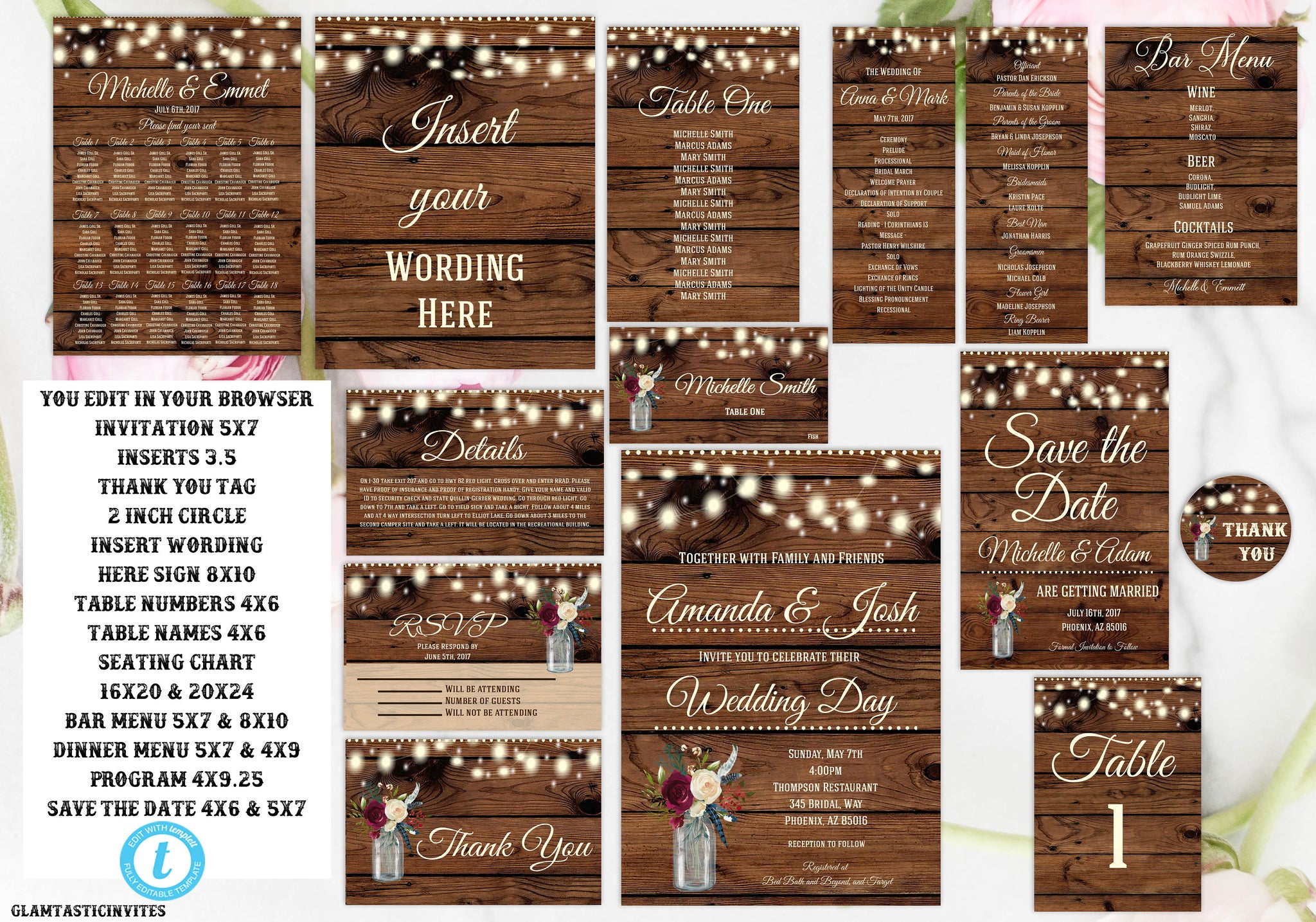 Wedding Invitation Template Wedding Invitation Set Rustic