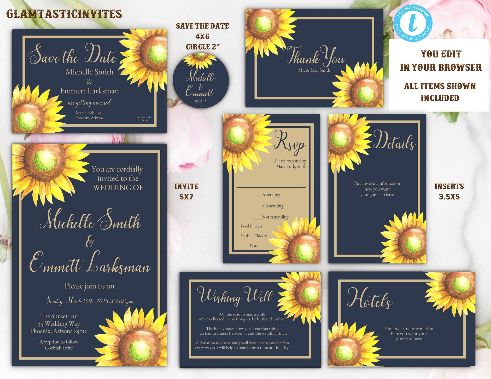 sunflower wedding invitations