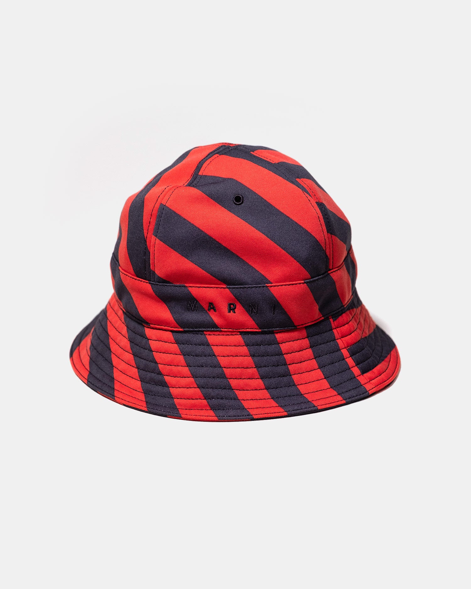 Marni Bucket Hat in Striped Red & Grey Cotton Fabric- Made in Italy ...