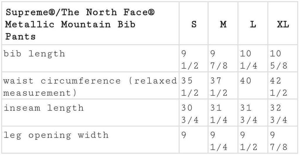 supreme the north face metallic mountain bib pants