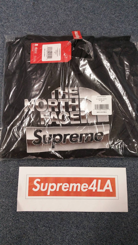 supreme the north face metallic logo hooded sweatshirt black