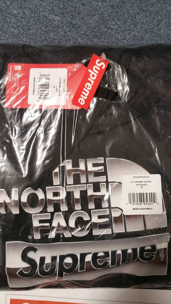 supreme the north face metallic logo hooded sweatshirt black