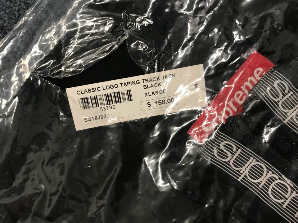 supreme classic logo taping track jacket black