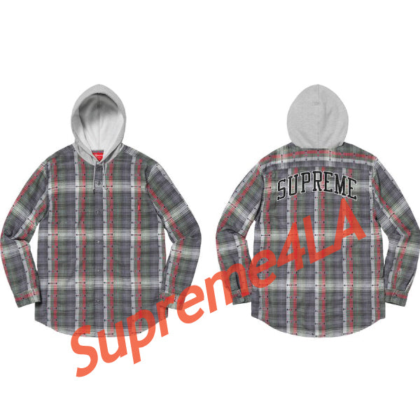 hooded jacquard flannel shirt