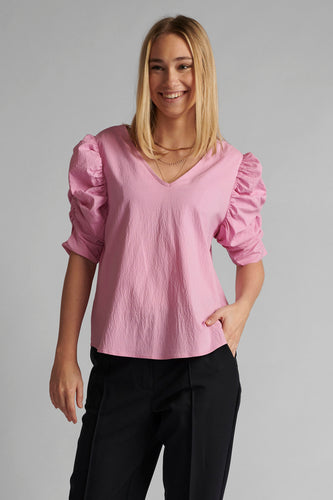 Numph - Pink puff sleeve top