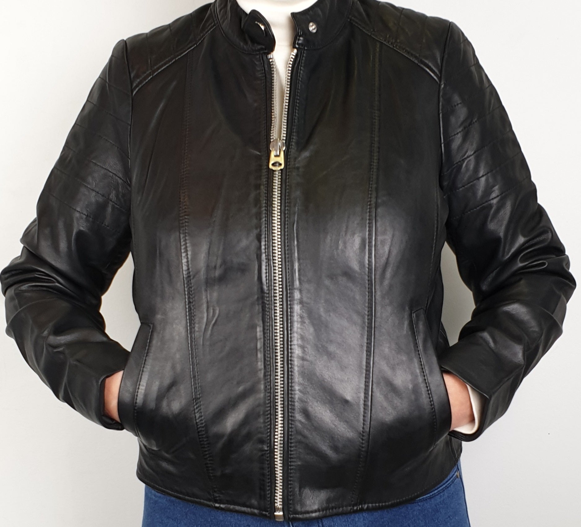 Women's Leather Zip Jacket 7WD3302