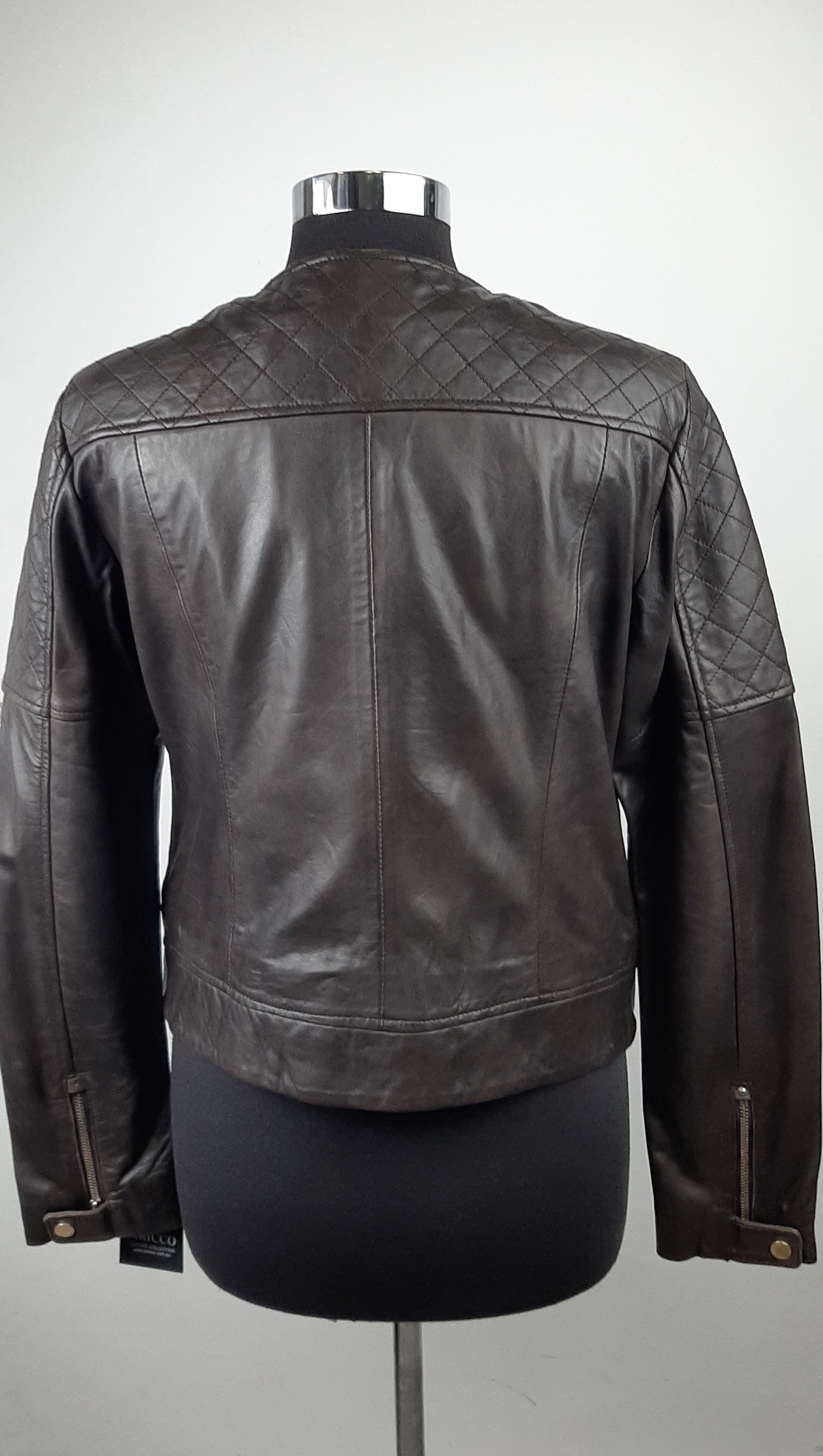 Women's Leather Short Zip Jacket MD3180