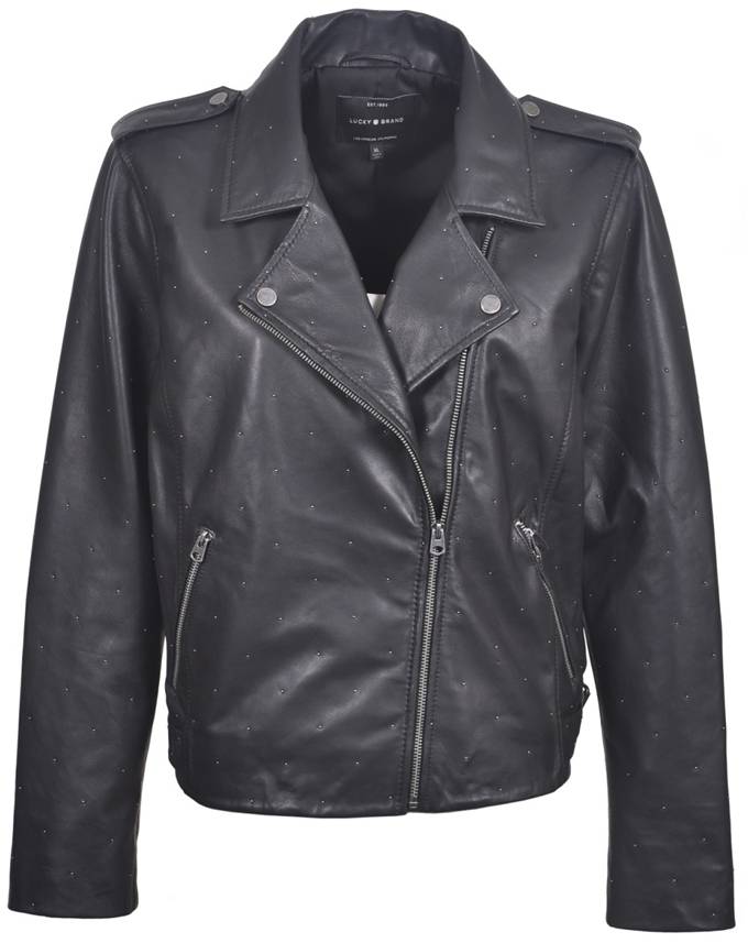 Women's Plonge Leather Studded Biker Jacket 7W31092