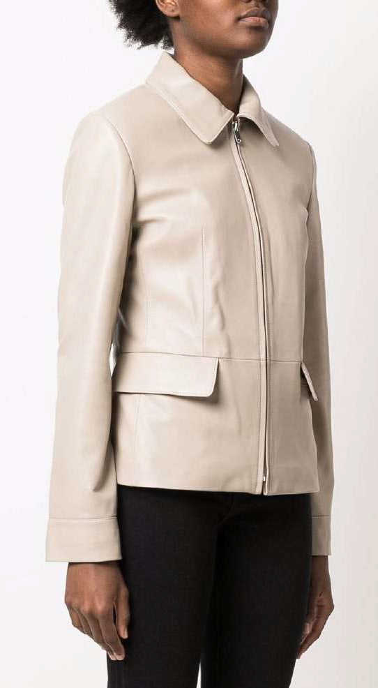 Womenâs Italian Leather ZipJacket  AW75