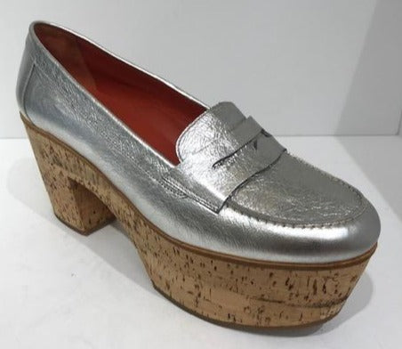 Italian Leather Cork Platform Loafer SA52879