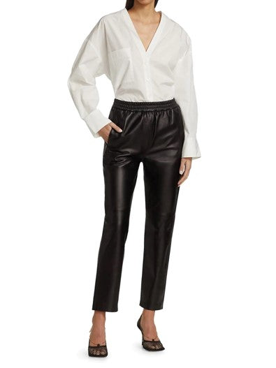 Women's Cole Elasticised Waist Leather Pants