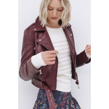 Anais Lambskin Short Biker Jacket