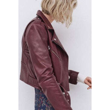 Anais Lambskin Short Biker Jacket