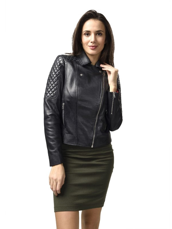 Women's Jessica Leather Zip Leather Biker