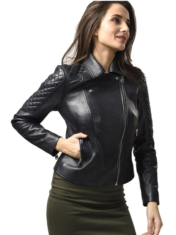 Women's Jessica Leather Zip Leather Biker