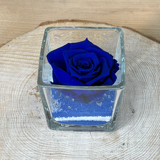 Rosa stabilizzata: Rossa a cuore in ampolla di vetro e sabbia