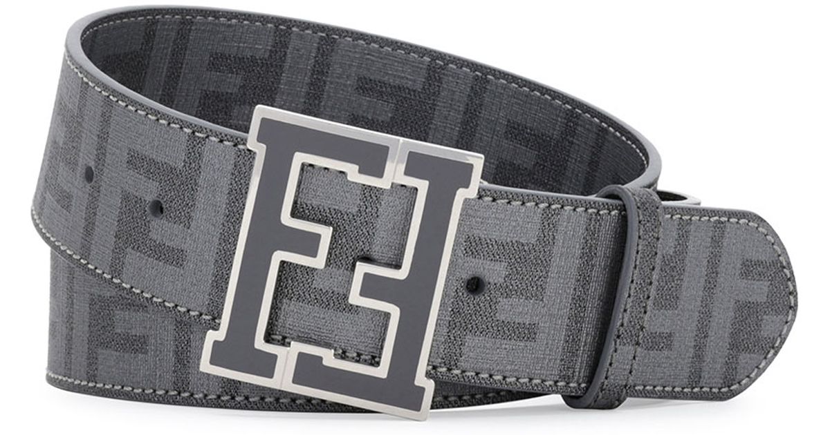 black and gray fendi belt