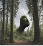 Giant head in a forest