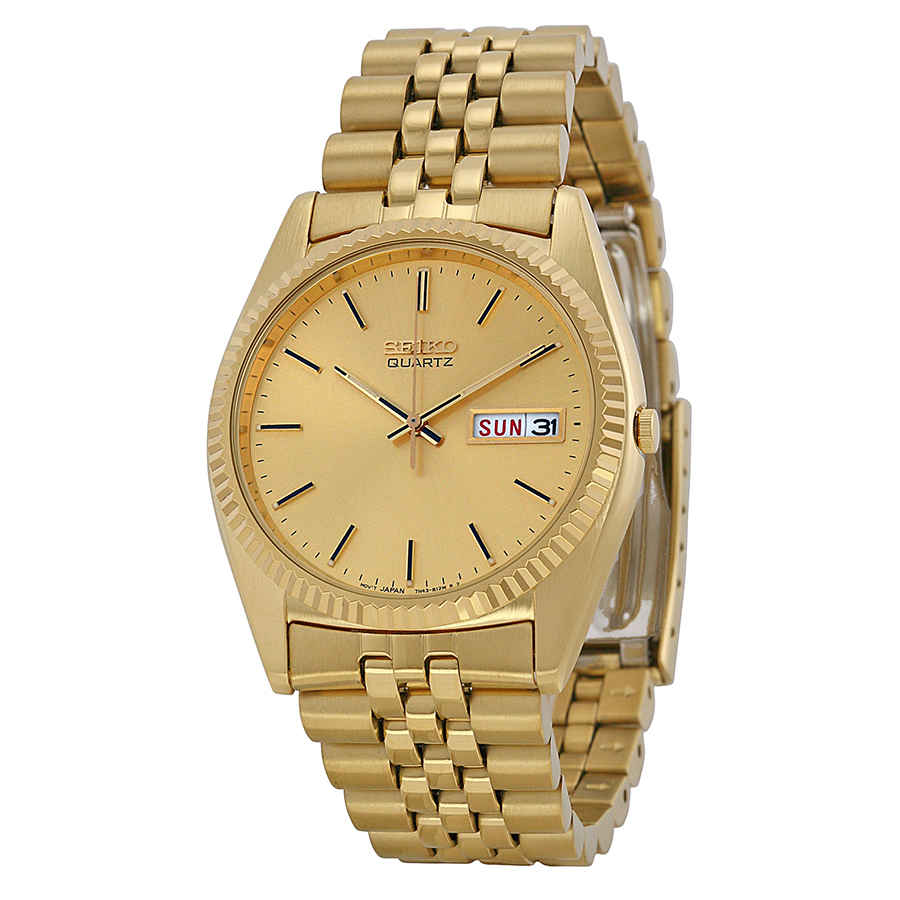 Seiko Day and Date Dress Gold Dial Mens Watch SGF206 – 