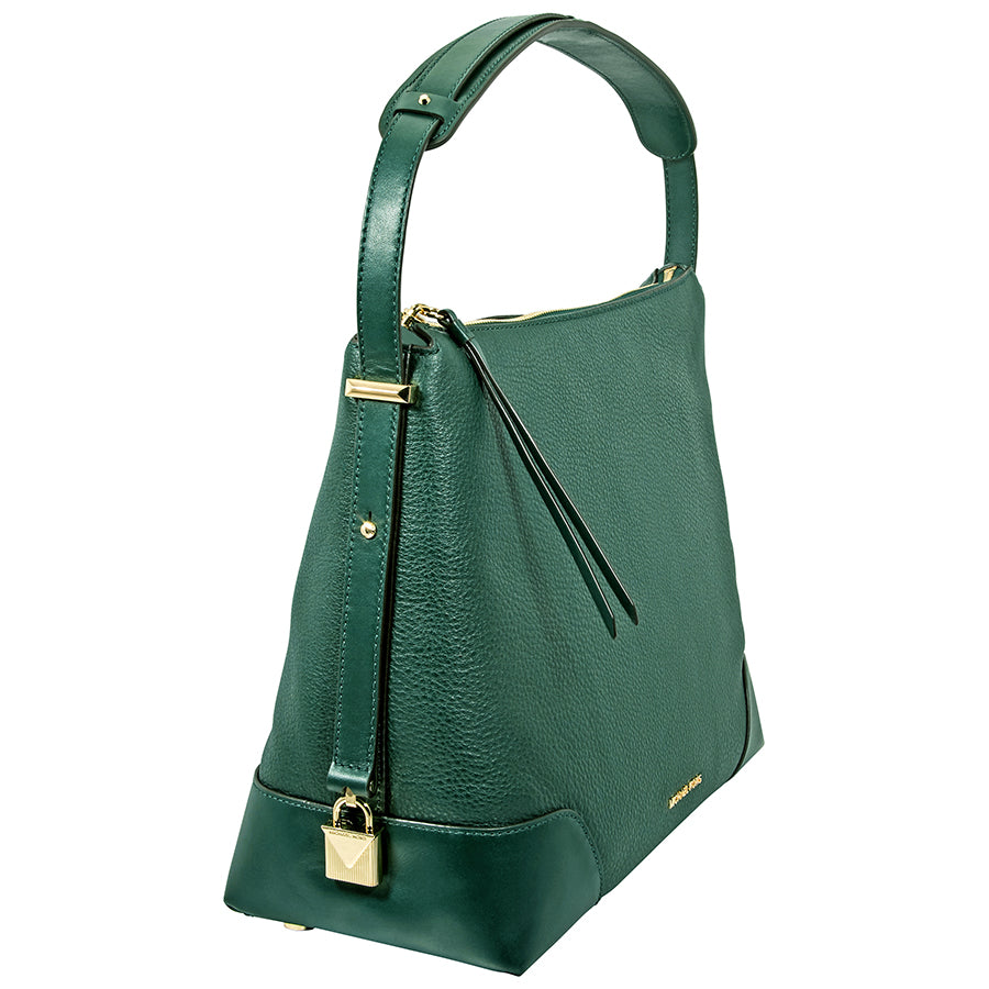 Michael Kors Crosby Large Pebbled Leather Shoulder Bag - Racing Green –  