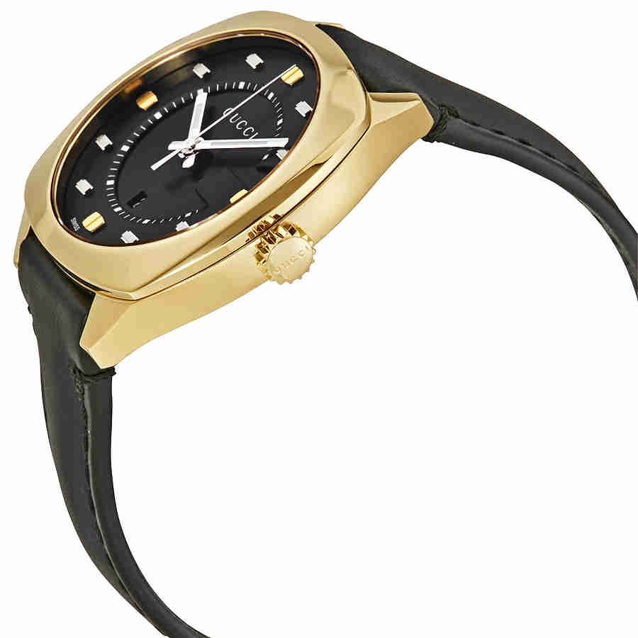 Gucci GG2570 Black Dial Yellow Gold 