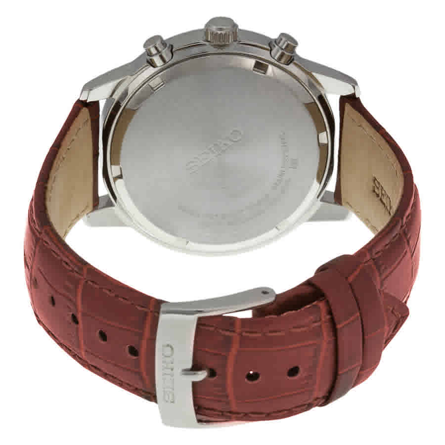 Seiko Chronograph Beige Dial Burgandy Leather Mens Watch SNDC31 –  