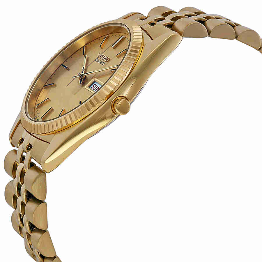 Seiko Day and Date Dress Gold Dial Mens Watch SGF206 – 