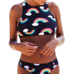 Sex Appeal Sexy Women Bikini Set Rainbow Printing