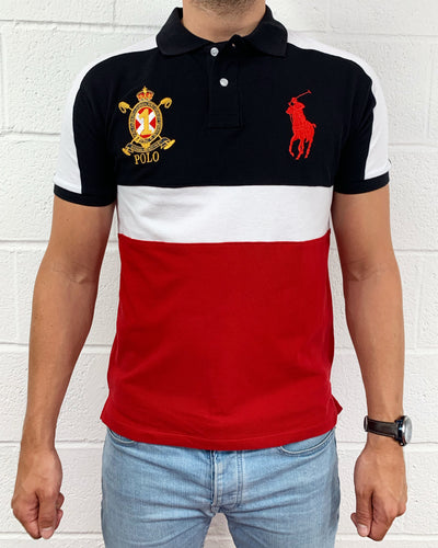 white polo shirt with red horse