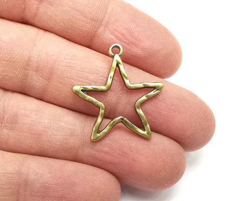 Hammered Star Charms Antique Gold Plated Charm (35x32mm) G29607