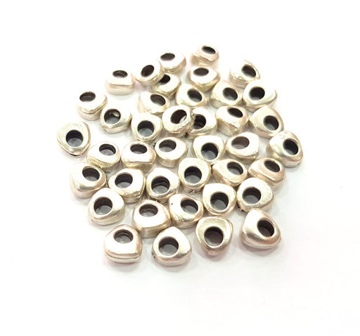 8 Large Antique Silver Metal Plated Acrylic Round Ball Beads 20mm