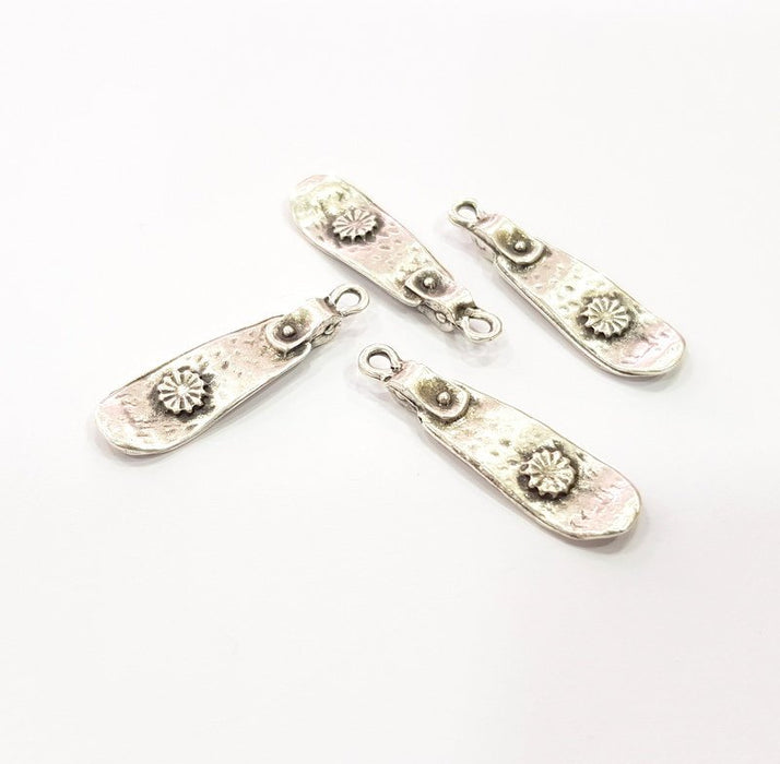 5 Silver Charms Antique Silver Plated Charms (31x9mm)  G16166