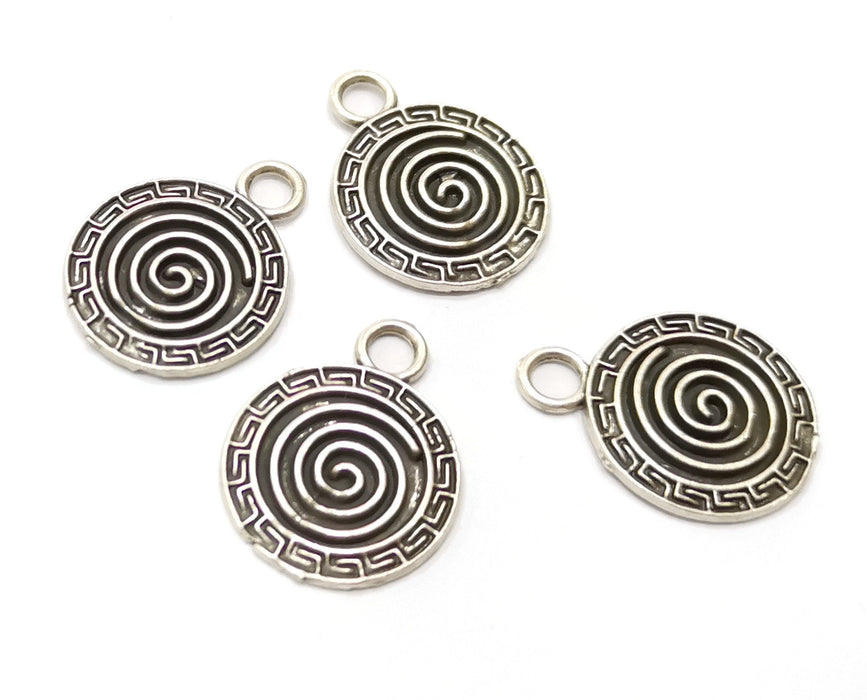 5 Spiral Charms Antique Silver Plated Charms (24x18mm) G18132