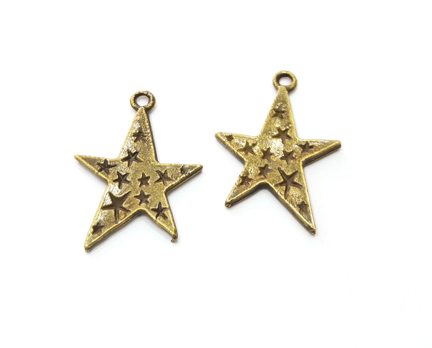 6 Stars Charms Antique Bronze Plated Charms (29x20mm) G18940