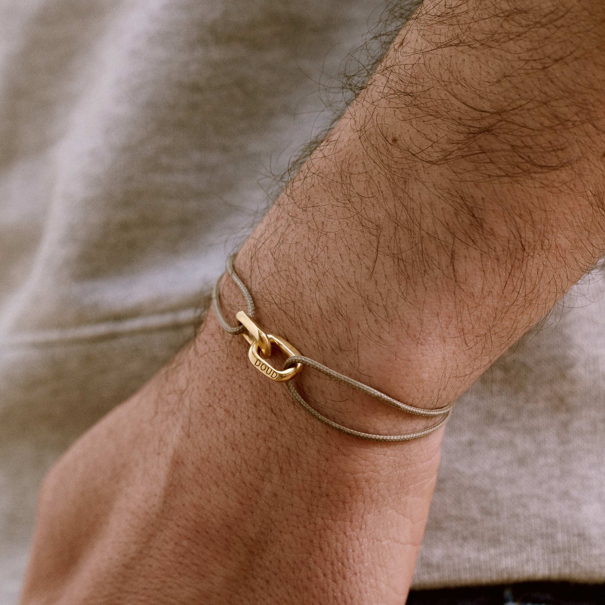 14k Recycled Gold Chain Link Mens Bracelet, Unity