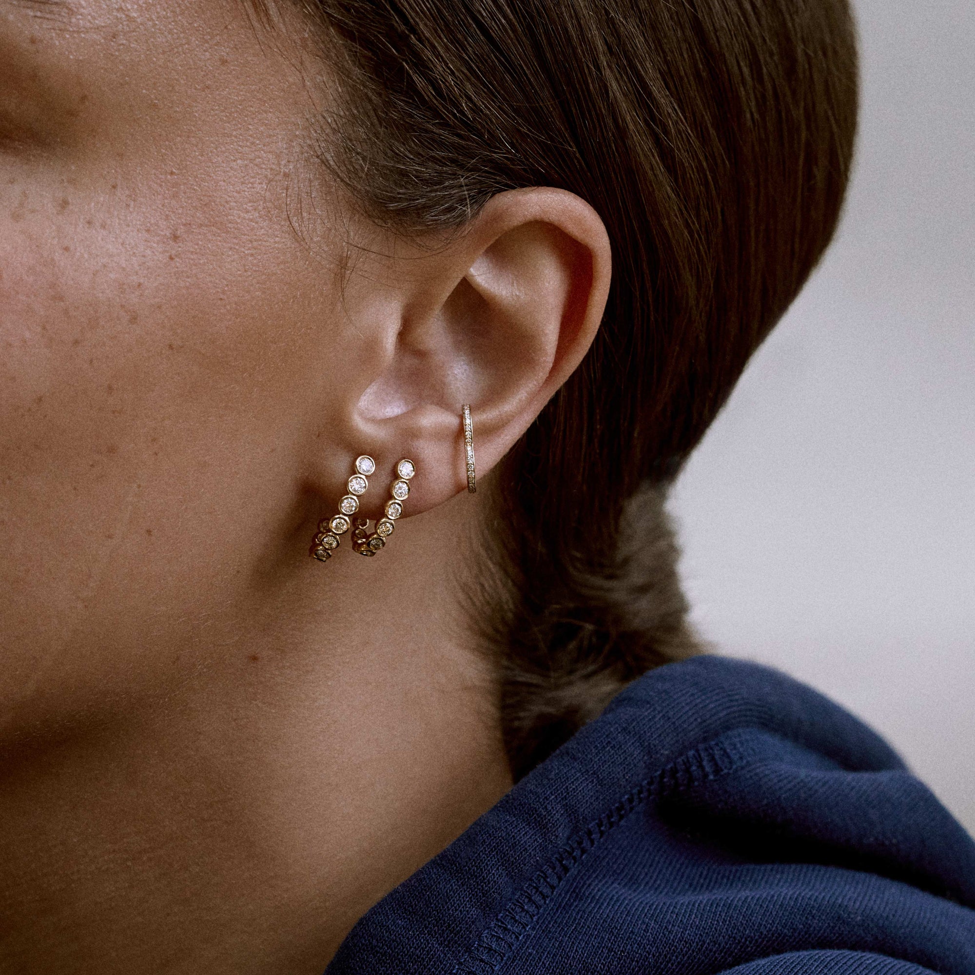 Semi Hoop Earring Yellow Gold