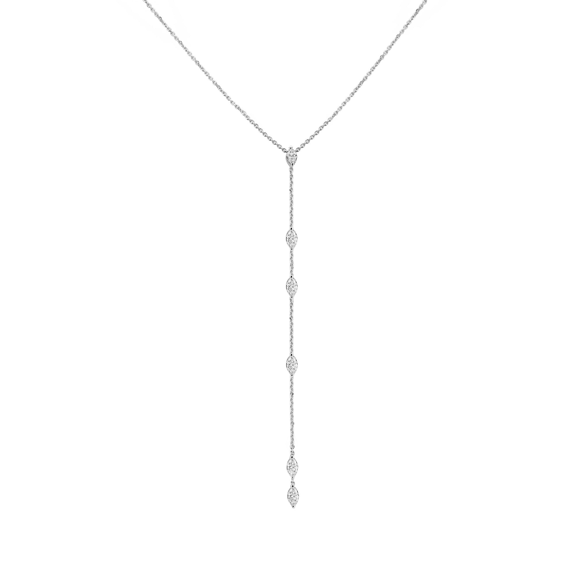 White Gold Cascade Necklace: Luxury Lab Grown Diamond Drop Necklace by ...