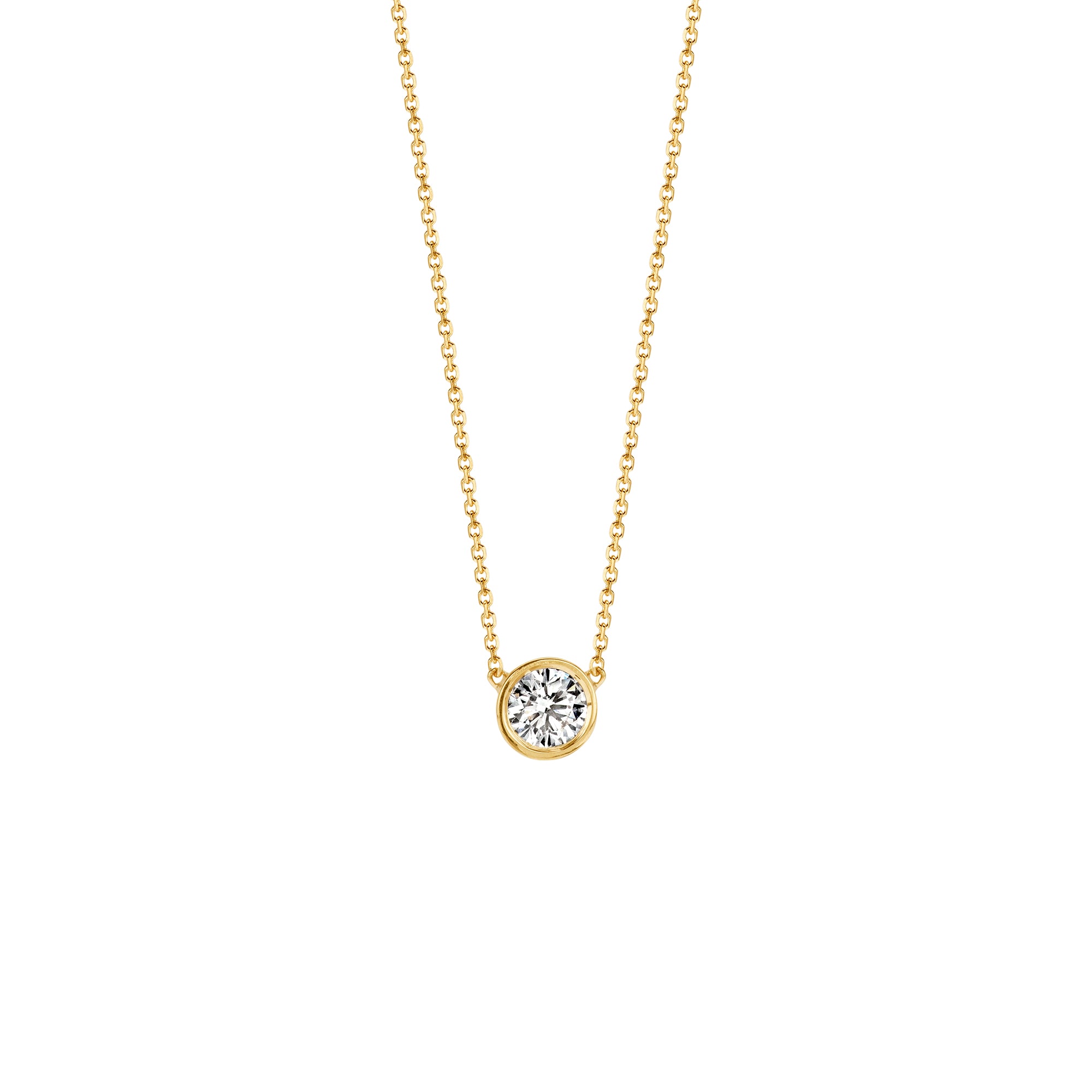 Long 18K Gold Necklace With Lab Diamond Pendant | Kimai