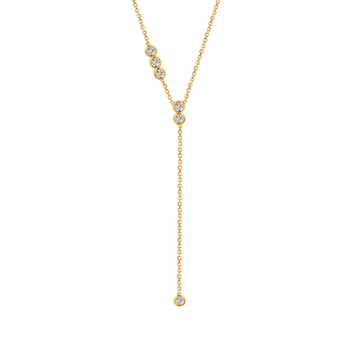 18K Gold Lariat Necklace With Lab Created Diamonds | Kimai