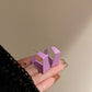 Minar Korea Multiple Purple Color C Shape Geometric Hoop Earrings for Women Cartoon Bear Heart Hanging Earring Spring Jewelry