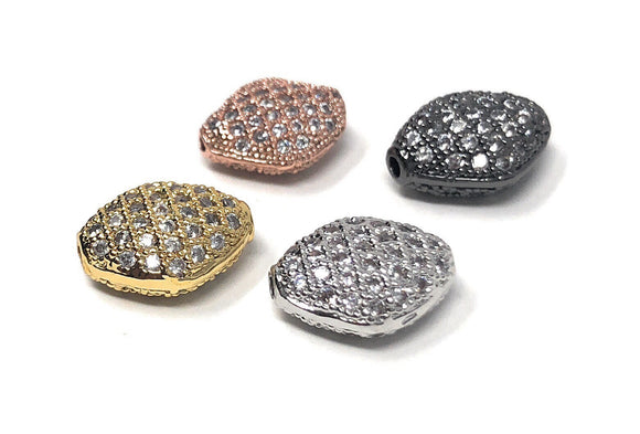 CZ Micro Pave Beads, Pave Spacer Beads for DIY Jewelry, Jewelry Findings for Jewelry Making, Wholesale Beads, 11.5mmX 8.5mm, 1 Piece