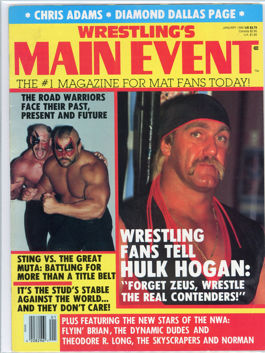 Original Wrestling Main Event Magazine (January, 1990) Hogan, Road ...