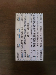 Neil Young 2000, Toronto Molson Amphitheater Original Concert Ticket Stub