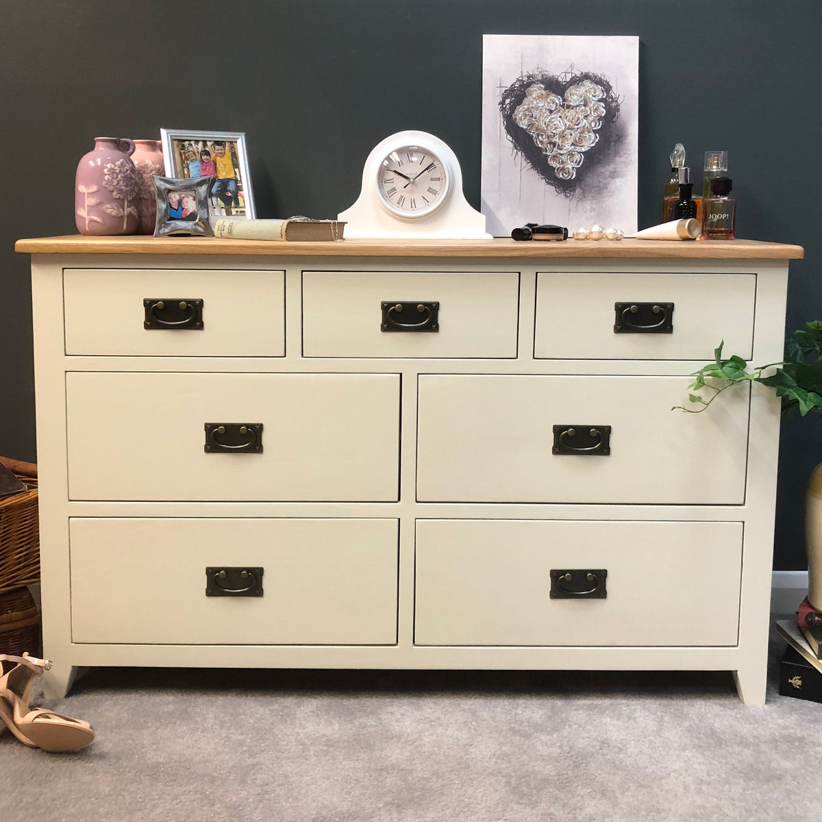 Padstow Painted Oak 7 Drawer Multi Chest Of Drawers Sartra