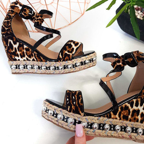 crossover wedge sandals